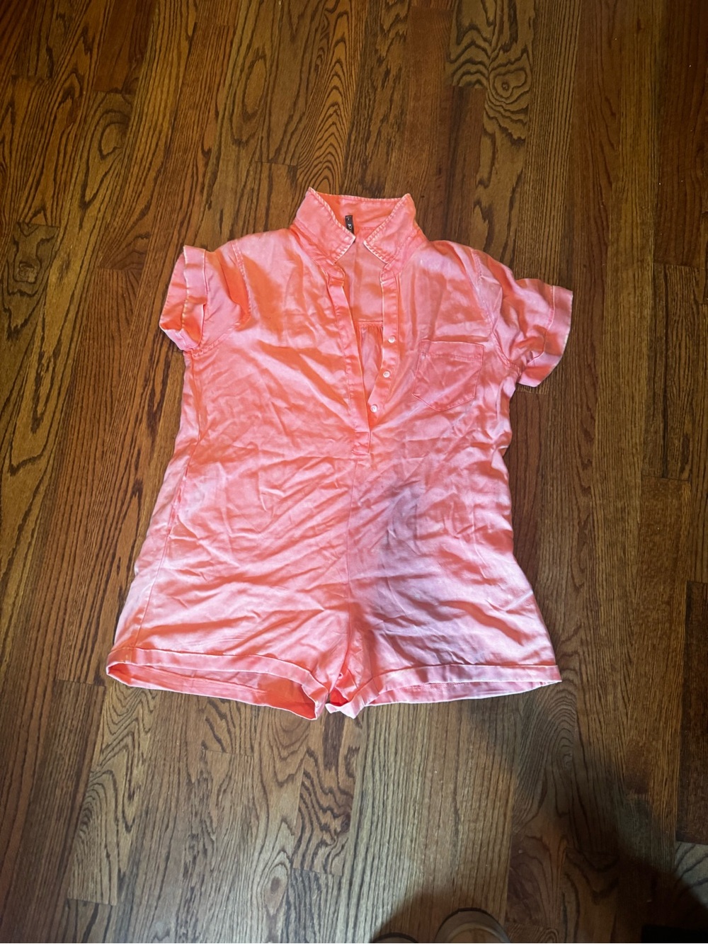 Orange/Pink Short-Sleeve Romper